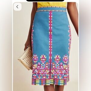 Tanvi Kedia Embroidered Blue and Pink Skirt